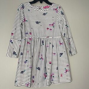 Joules Long Sleeve Berry Stripe Cotton Dress